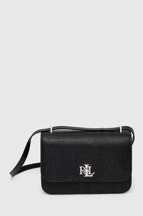 Δερμάτινη τσάντα Lauren Ralph Lauren χρώμα: μαύρο, 431934770