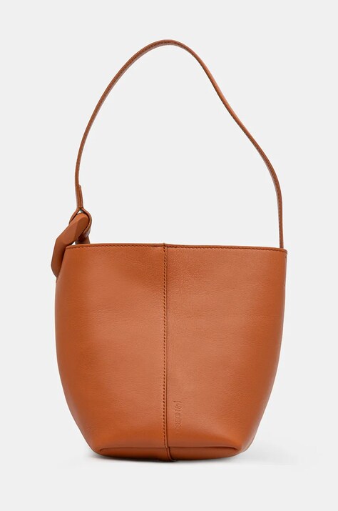 Кожаная сумочка JW Anderson The Jwa Corner Small Bucket цвет оранжевый HB0614.LA0307.142