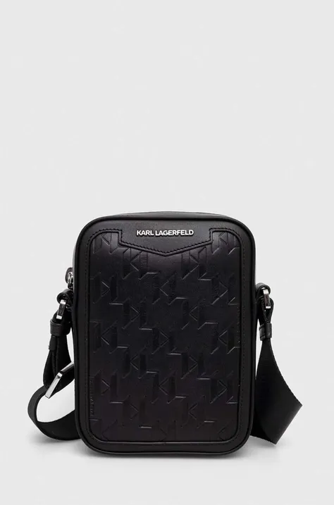 Usnjena torbica za okoli pasu Karl Lagerfeld črna barva