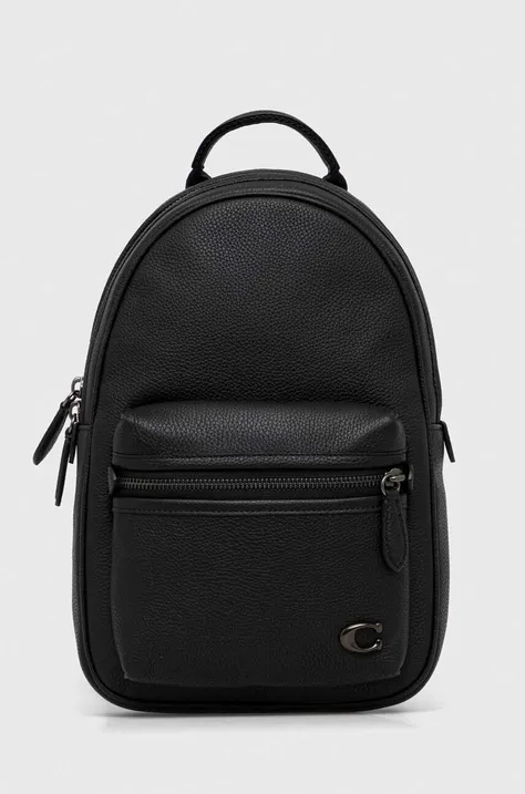 Шкіряний рюкзак Coach чоловічий колір чорний малий однотонний