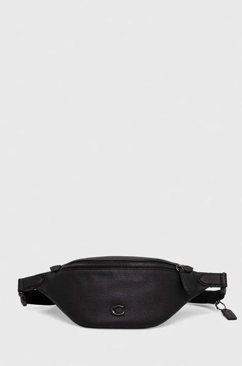 Шкіряна сумка на пояс Coach колір чорний