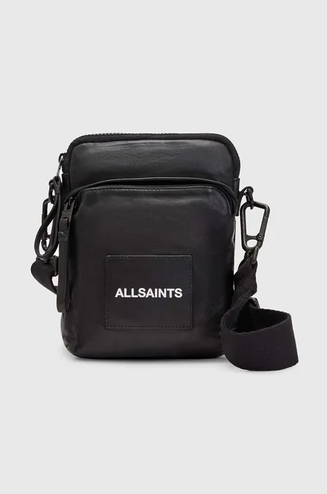 Kožená taška AllSaints Falcon čierna farba