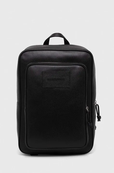 Kožni ruksak Emporio Armani za muškarce, boja: crna, veliki, bez uzorka, Y4O437 Y068E