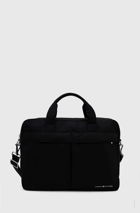 Τσάντα φορητού υπολογιστή Tommy Hilfiger χρώμα: μαύρο, AM0AM12215
