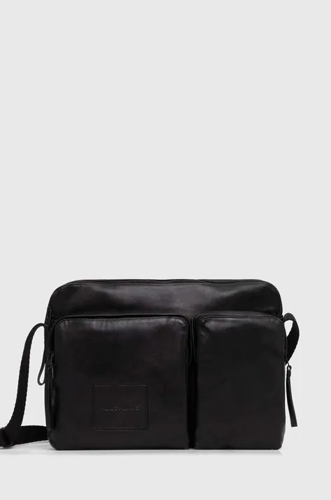 Usnjena torba AllSaints črna barva