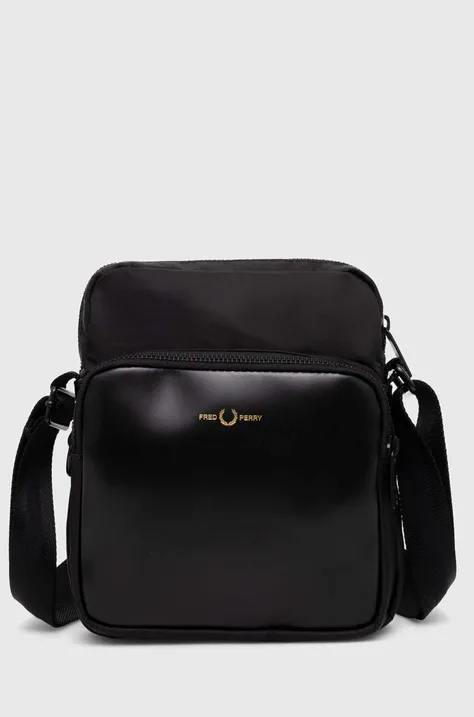 Σακκίδιο Fred Perry Nylon Twill Leather Side Bag χρώμα: μαύρο, L7275.774