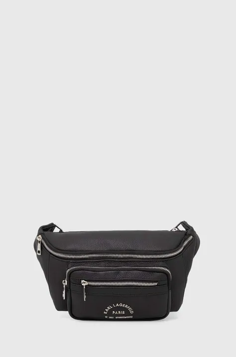 Usnjena opasna torbica Karl Lagerfeld črna barva, 542451.815914