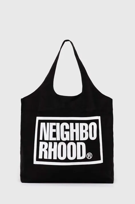 Βαμβακερή τσάντα NEIGHBORHOOD Id Tote Bag-L χρώμα: μαύρο, 241MYNH.CG02