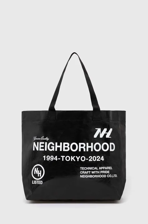 NEIGHBORHOOD bag Logo Flexible Bag-M black color 241MYNH.CG04