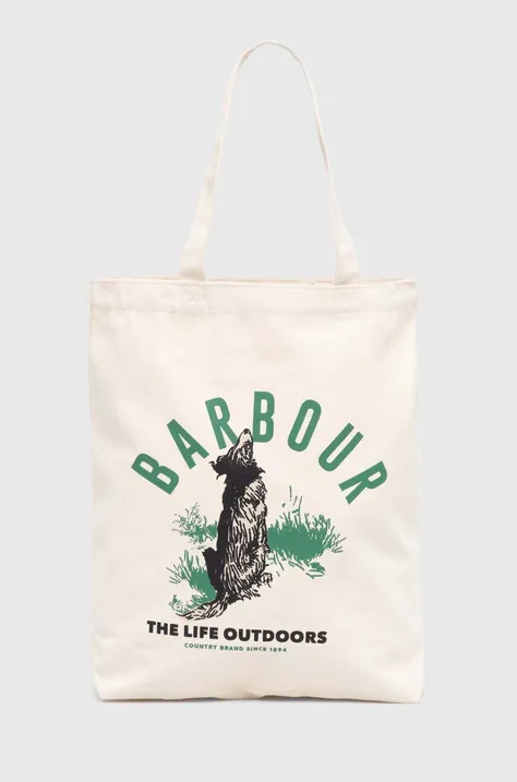 Βαμβακερή τσάντα Barbour χρώμα: μπεζ