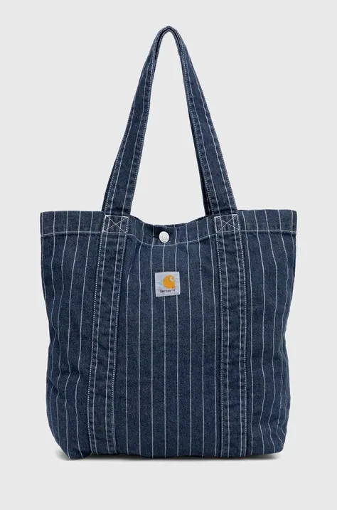 Carhartt WIP borsa in jeans Orlean Tote Bag colore blu navy I033007.1XY06