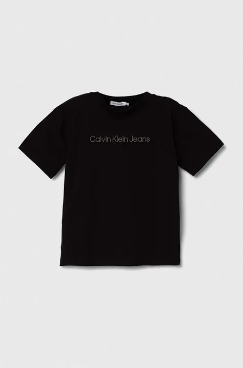 Παιδικό μπλουζάκι Calvin Klein Jeans χρώμα: μαύρο