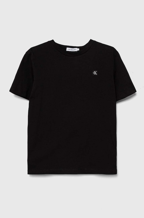Calvin Klein Jeans tricou de bumbac pentru copii culoarea negru, neted