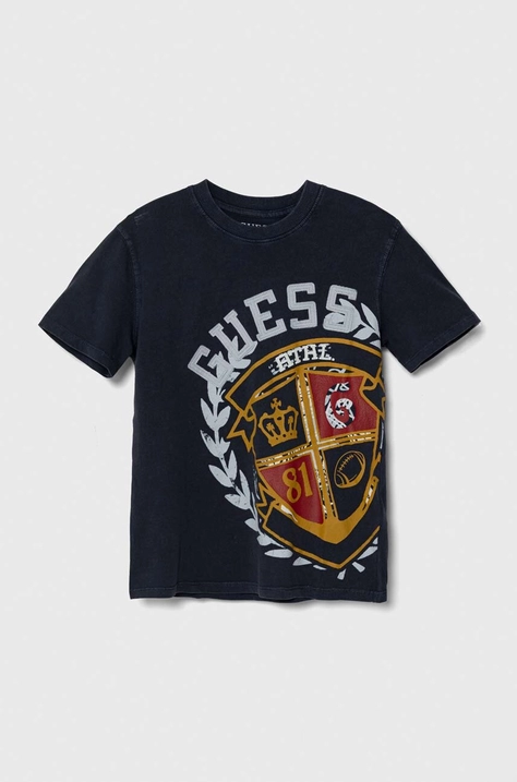 Guess tricou de bumbac pentru copii culoarea albastru marin, cu imprimeu