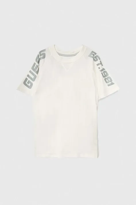 Guess t-shirt bawełniany dziecięcy kolor biały z nadrukiem