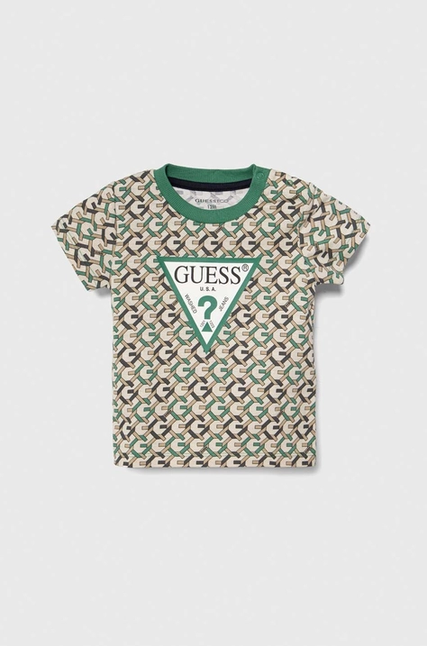 Guess tricou de bumbac pentru copii culoarea verde, modelator