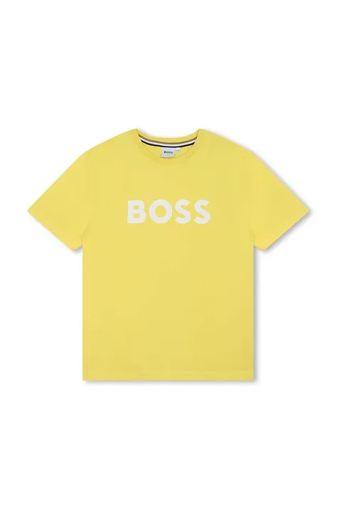 Παιδικό βαμβακερό μπλουζάκι BOSS χρώμα: πράσινο