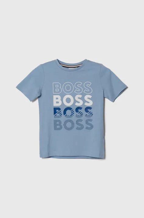 Детская хлопковая футболка BOSS с принтом