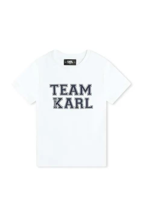 Детская хлопковая футболка Karl Lagerfeld цвет белый с принтом