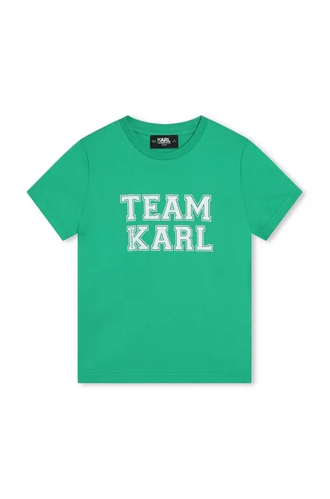 Otroška bombažna kratka majica Karl Lagerfeld turkizna barva