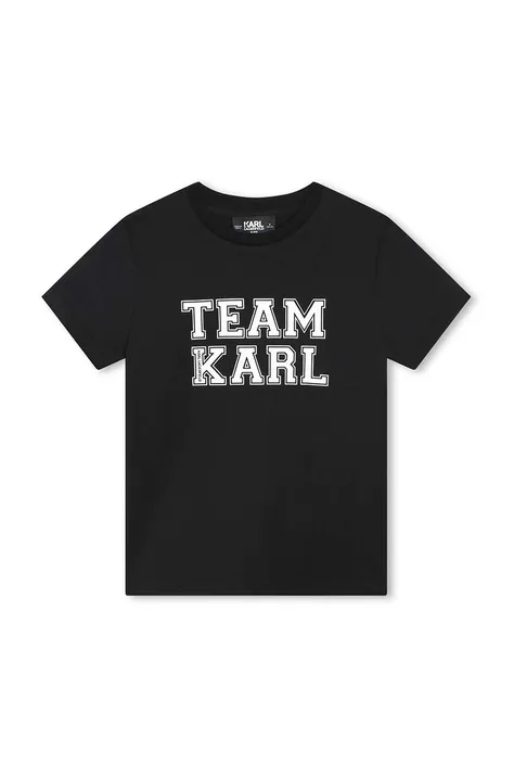 Дитяча бавовняна футболка Karl Lagerfeld колір чорний з принтом