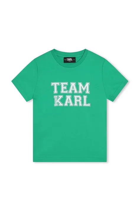 Karl Lagerfeld tricou de bumbac pentru copii culoarea turcoaz, cu imprimeu