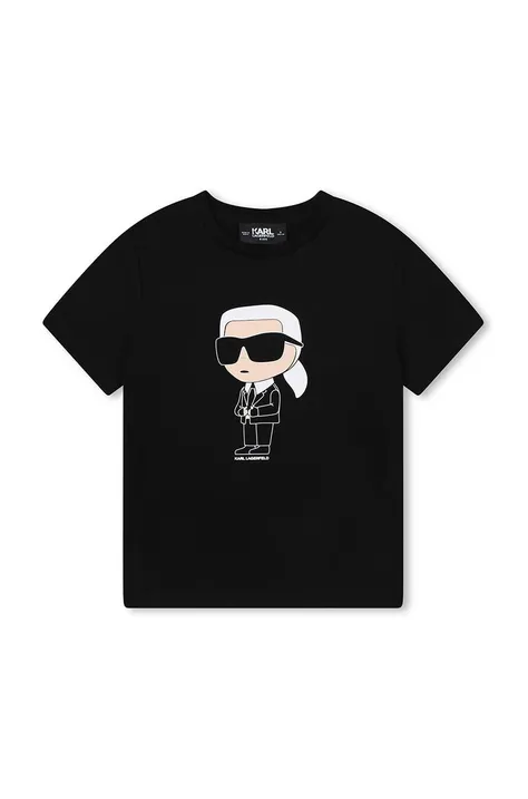 Dječja pamučna majica kratkih rukava Karl Lagerfeld boja: crna, s tiskom