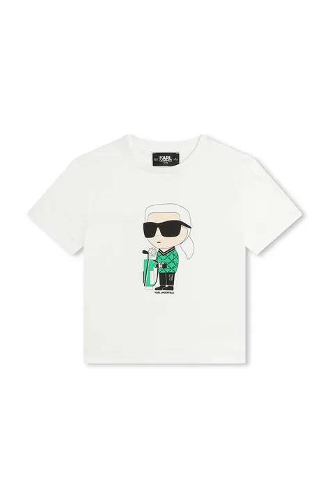Детская хлопковая футболка Karl Lagerfeld цвет белый с принтом