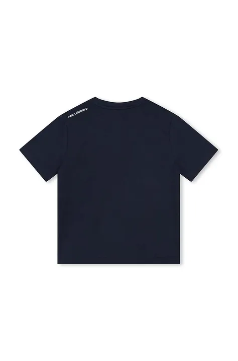 Karl Lagerfeld t-shirt bawełniany dziecięcy kolor granatowy z nadrukiem