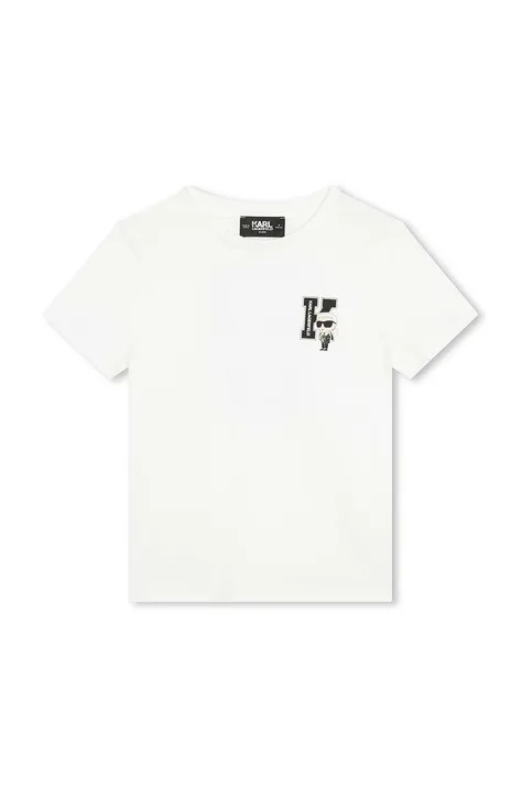 Karl Lagerfeld t-shirt bawełniany dziecięcy kolor biały z nadrukiem