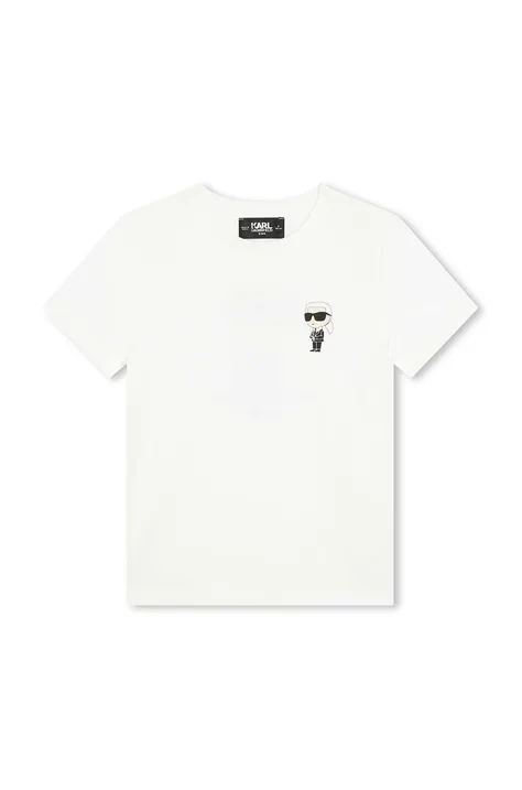 Karl Lagerfeld tricou de bumbac pentru copii culoarea alb, cu imprimeu