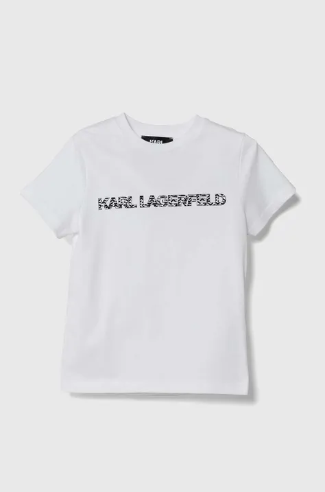 Karl Lagerfeld tricou de bumbac pentru copii culoarea alb, cu imprimeu