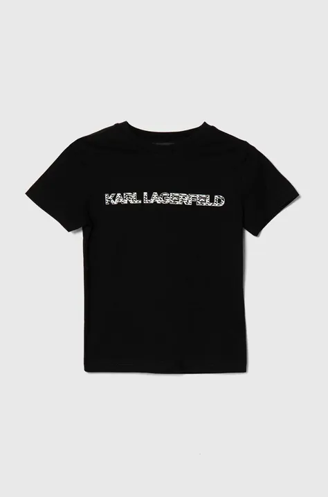Παιδικό βαμβακερό μπλουζάκι Karl Lagerfeld χρώμα: μαύρο