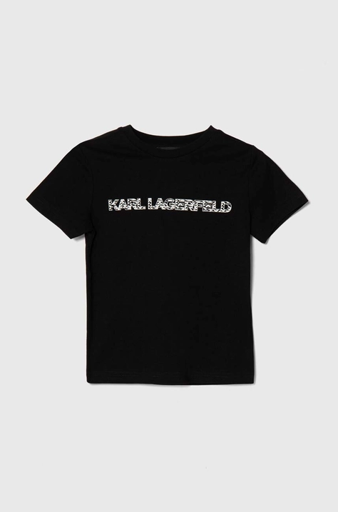 Karl Lagerfeld tricou de bumbac pentru copii culoarea negru, cu imprimeu