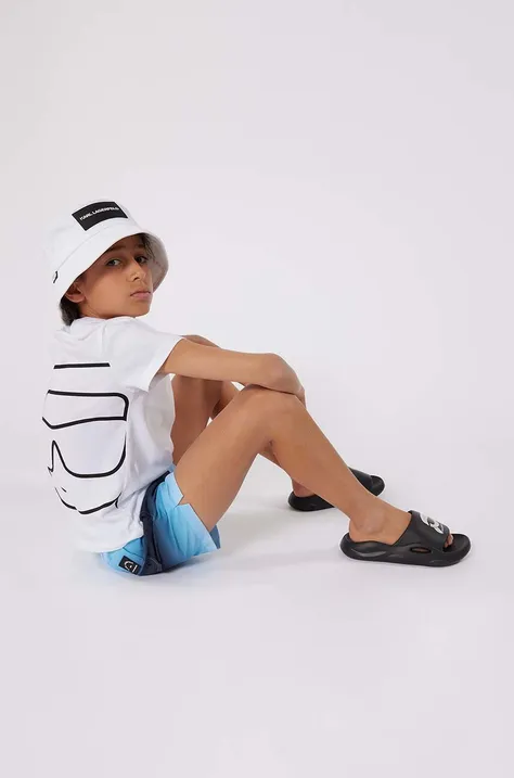 Otroška bombažna kratka majica Karl Lagerfeld bela barva