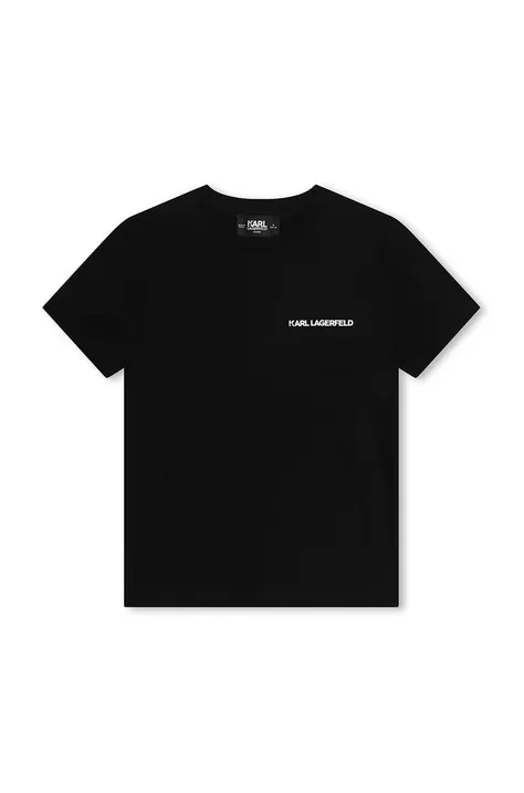 Детская хлопковая футболка Karl Lagerfeld цвет чёрный с принтом