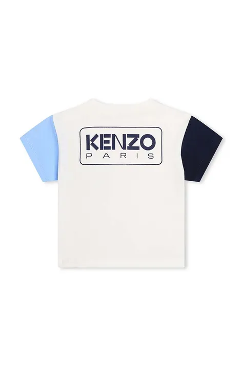 Detské bavlnené tričko Kenzo Kids biela farba, jednofarebný