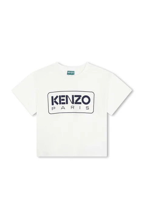 Παιδικό βαμβακερό μπλουζάκι Kenzo Kids χρώμα: άσπρο