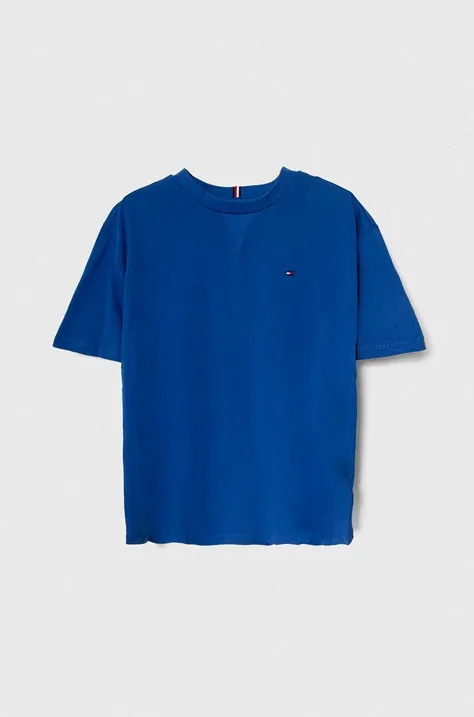 Tommy Hilfiger t-shirt bawełniany dziecięcy kolor niebieski gładki