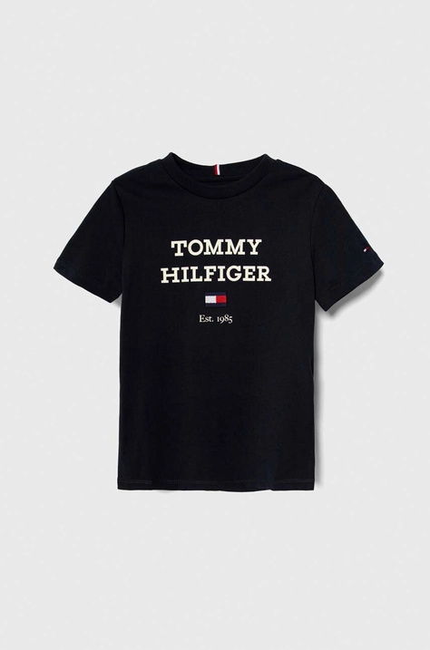 Παιδικό βαμβακερό μπλουζάκι Tommy Hilfiger χρώμα: ναυτικό μπλε