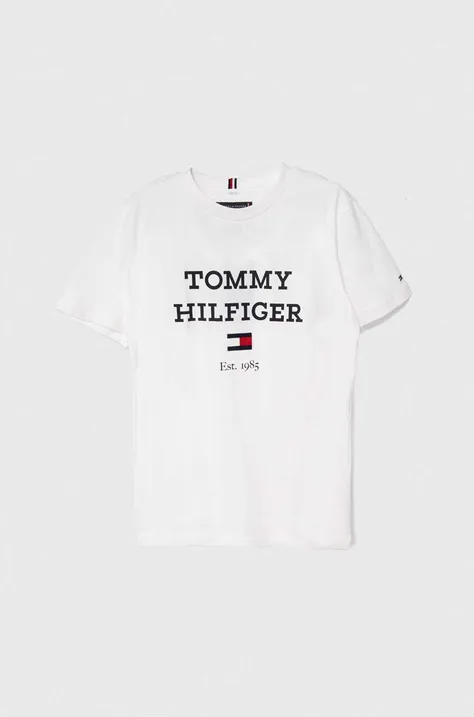 Dječja pamučna majica kratkih rukava Tommy Hilfiger boja: bijela, s tiskom