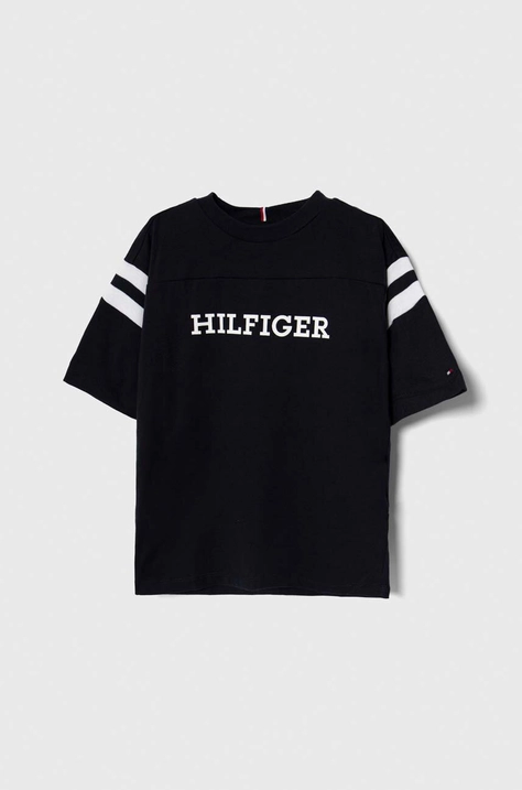 Tommy Hilfiger tricou de bumbac pentru copii culoarea albastru marin, cu imprimeu