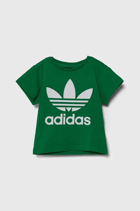 Dječja pamučna majica kratkih rukava adidas Originals TREFOIL TEE boja: zelena, s tiskom