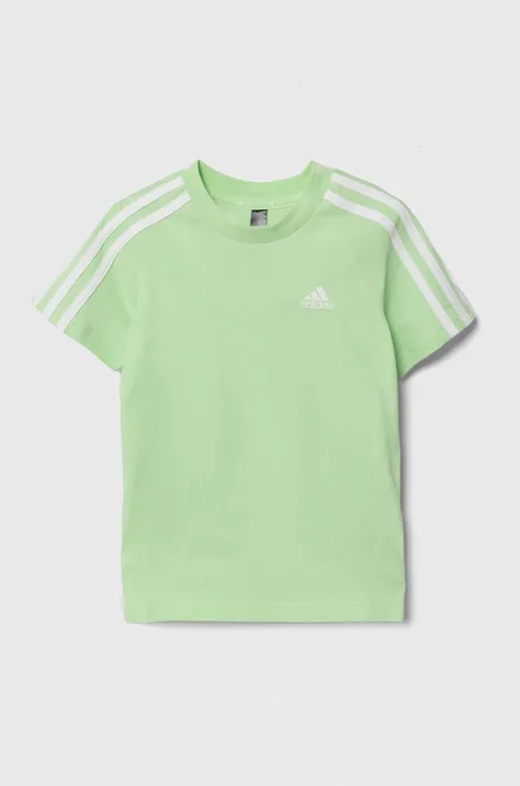 Дитяча бавовняна футболка adidas колір зелений з аплікацією