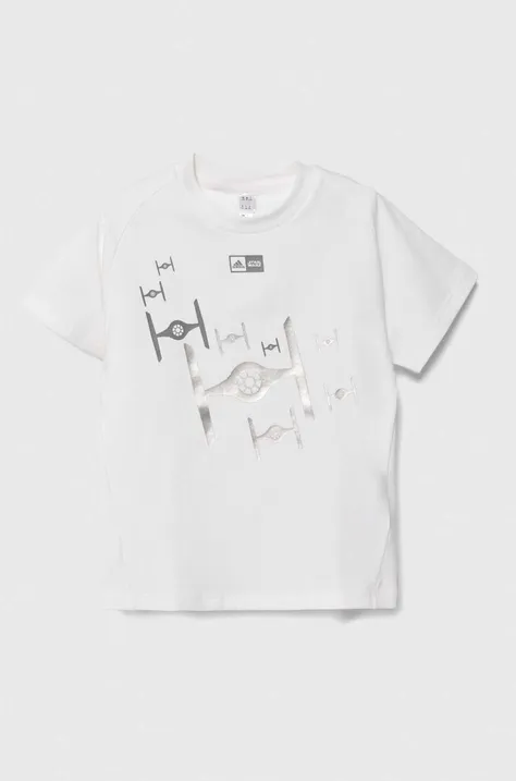 Dětské tričko adidas x Star Wars bílá barva, s potiskem