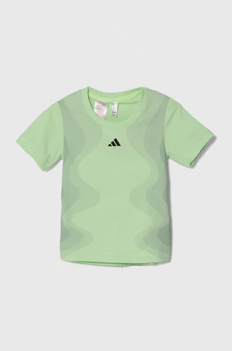 Дитяча футболка adidas Performance колір зелений з принтом