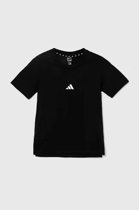 Otroška kratka majica adidas črna barva