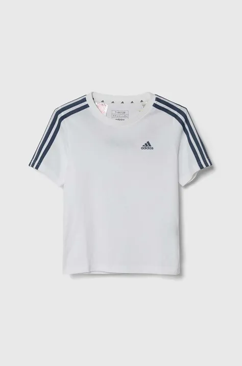Дитяча бавовняна футболка adidas колір білий з принтом