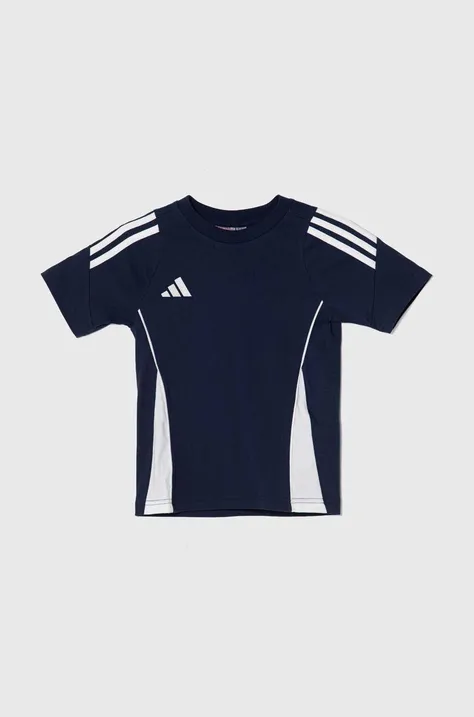 Detské bavlnené tričko adidas Performance TIRO24 SWTEEY tmavomodrá farba, vzorované