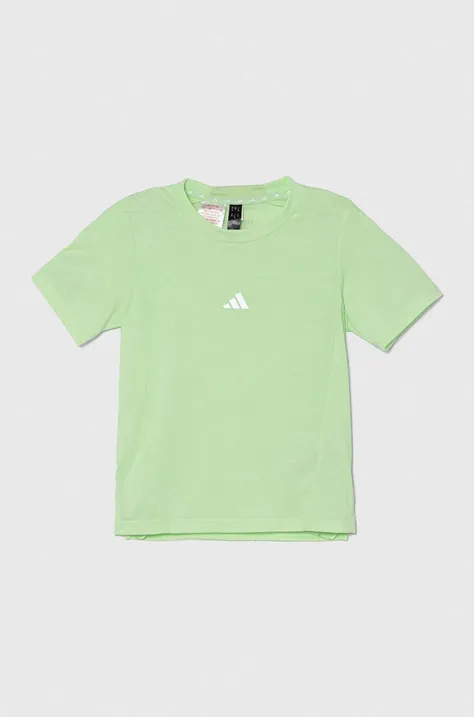 Detské tričko adidas zelená farba, jednofarebný